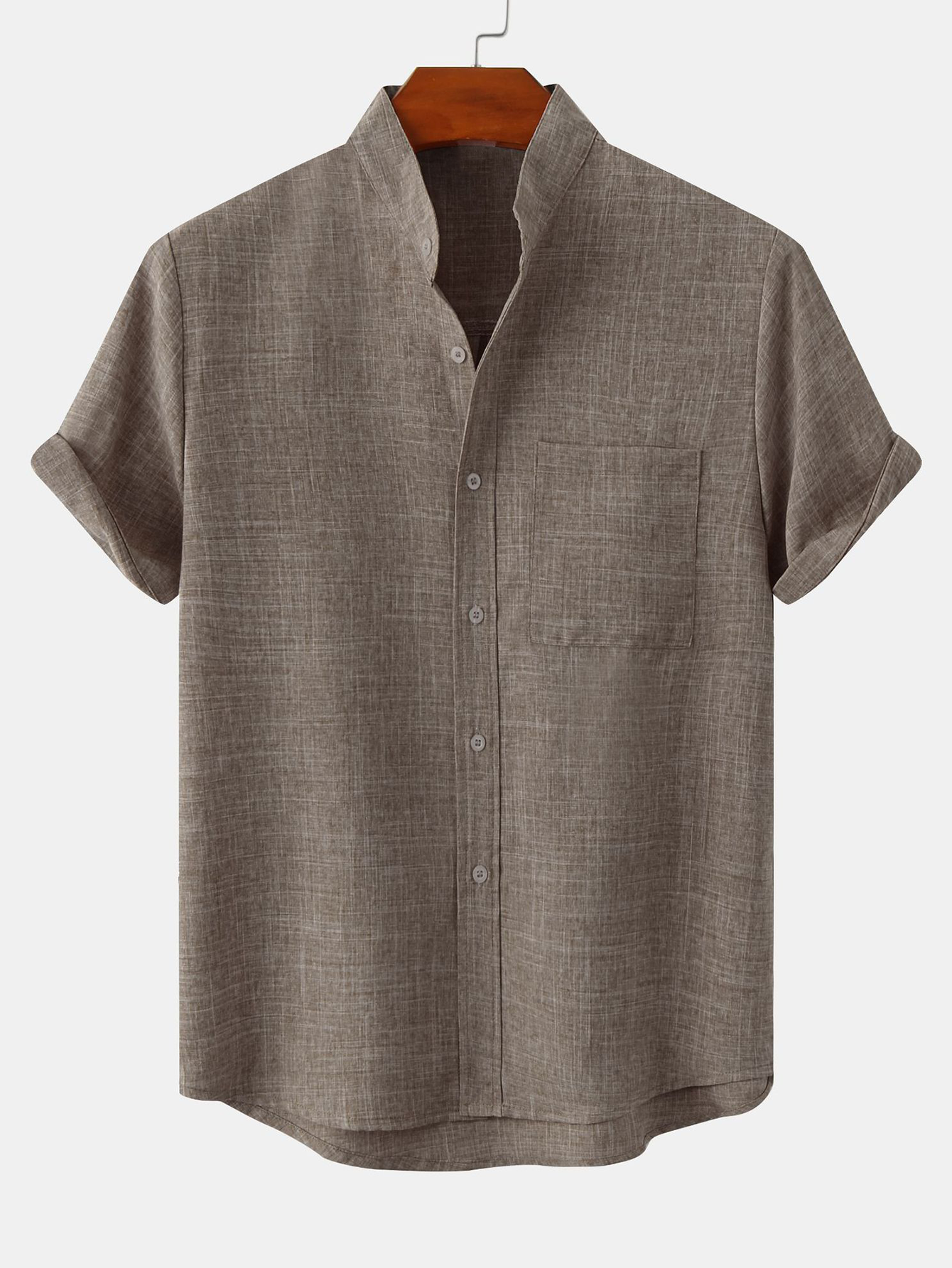 CAMICIA CON COLLO ALLA COREANA E TASCA