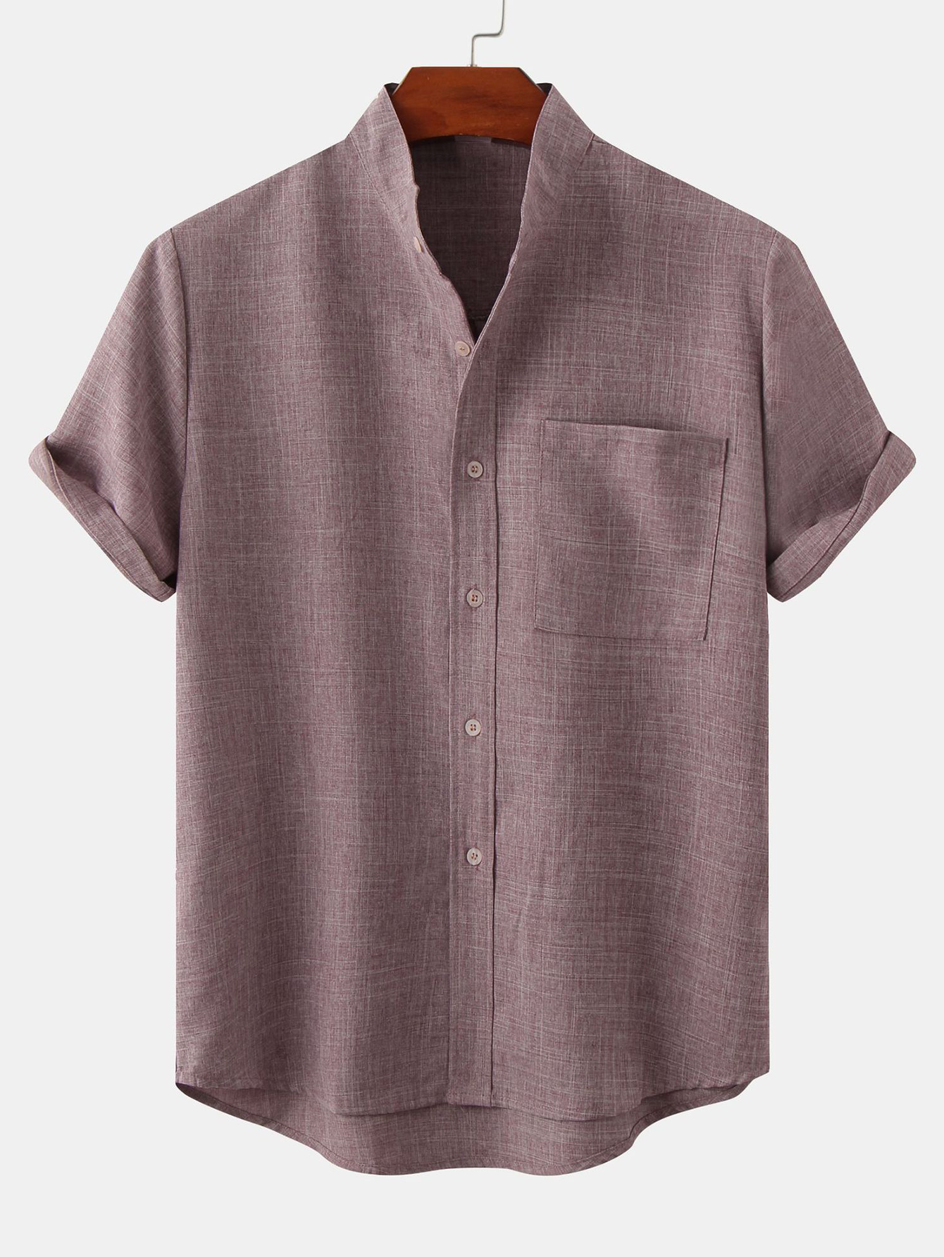 CAMICIA CON COLLO ALLA COREANA E TASCA