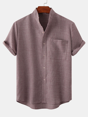 CAMICIA CON COLLO ALLA COREANA E TASCA