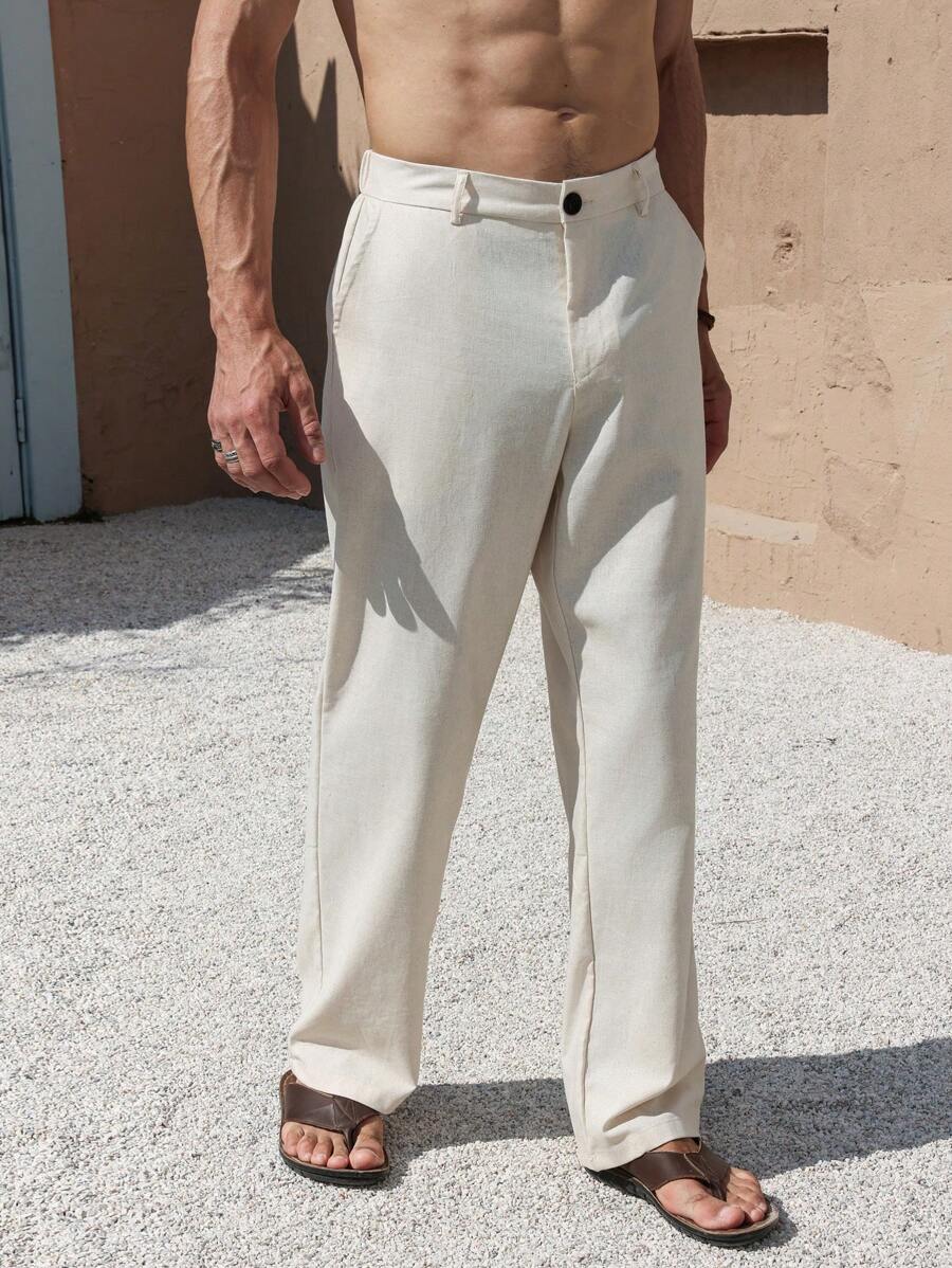 PANTALONI IN LINO CON TASCHE