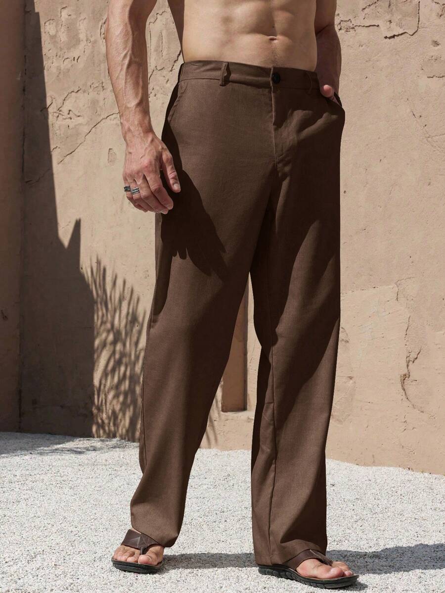 PANTALONI IN LINO CON TASCHE