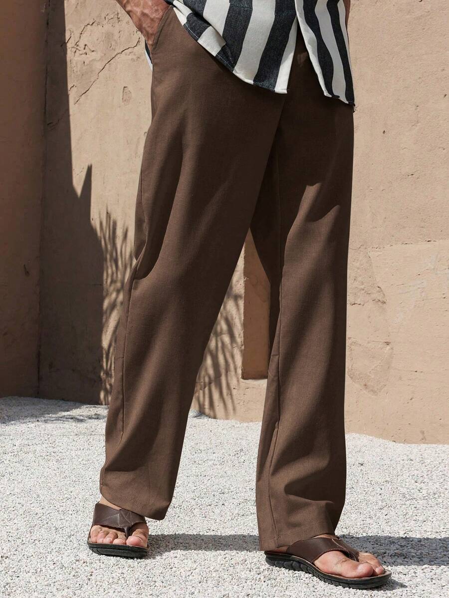 PANTALONI IN LINO CON TASCHE