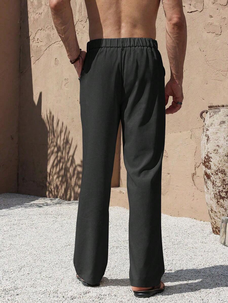 PANTALONI IN LINO CON TASCHE