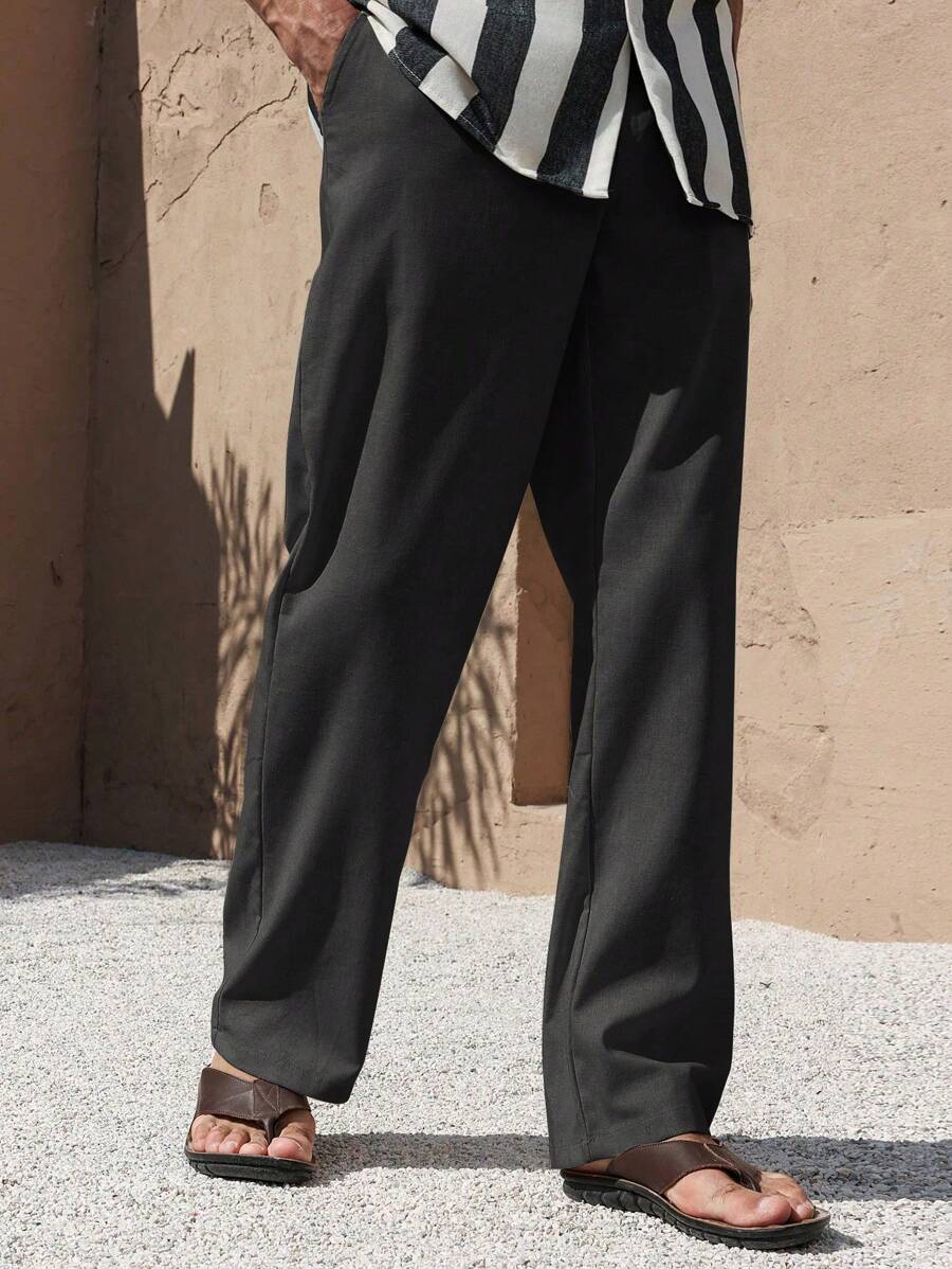 PANTALONI IN LINO CON TASCHE