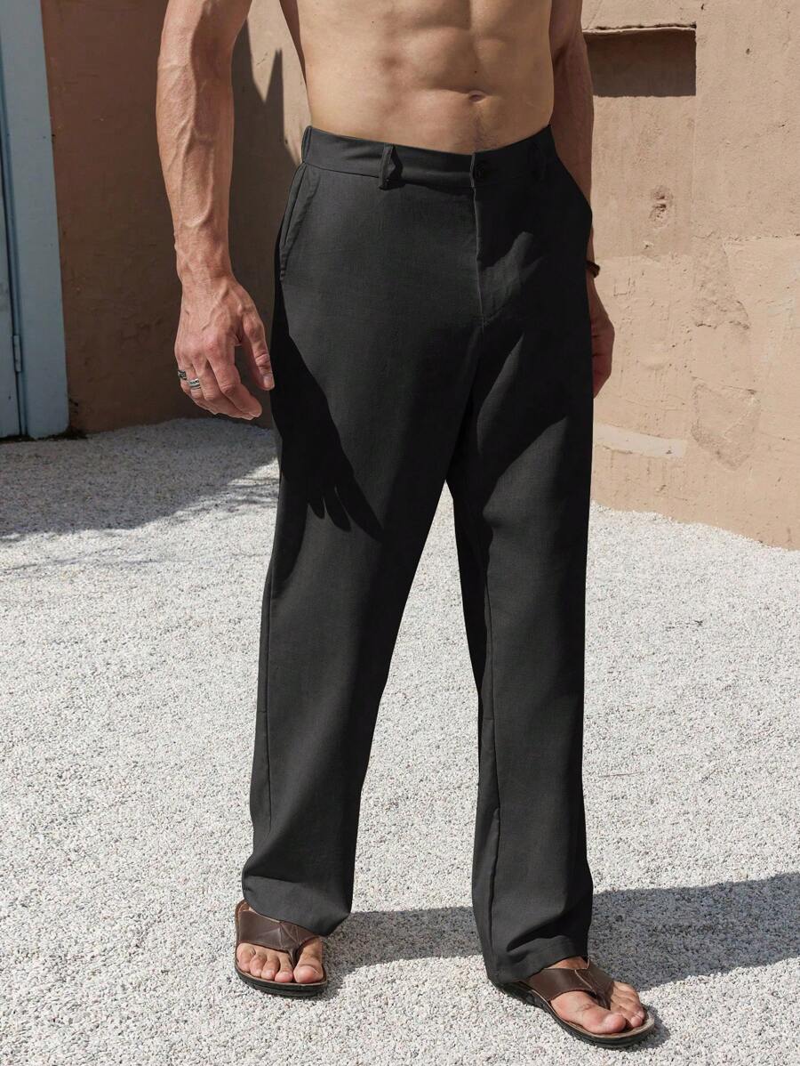 PANTALONI IN LINO CON TASCHE