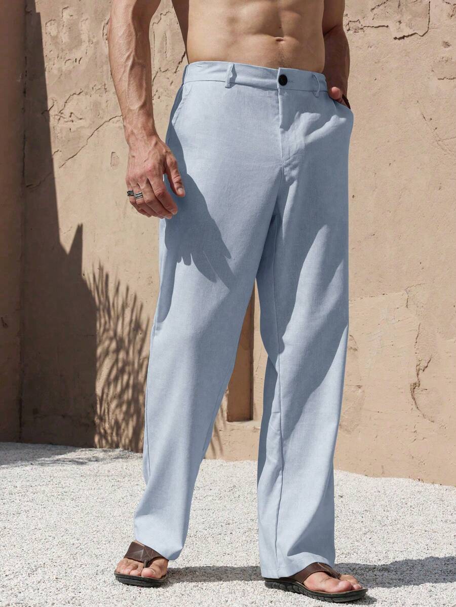 PANTALONI IN LINO CON TASCHE