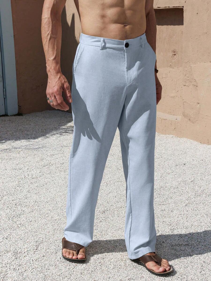 PANTALONI IN LINO CON TASCHE