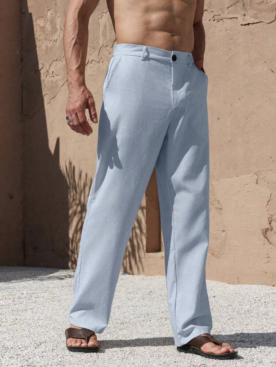 PANTALONI IN LINO CON TASCHE