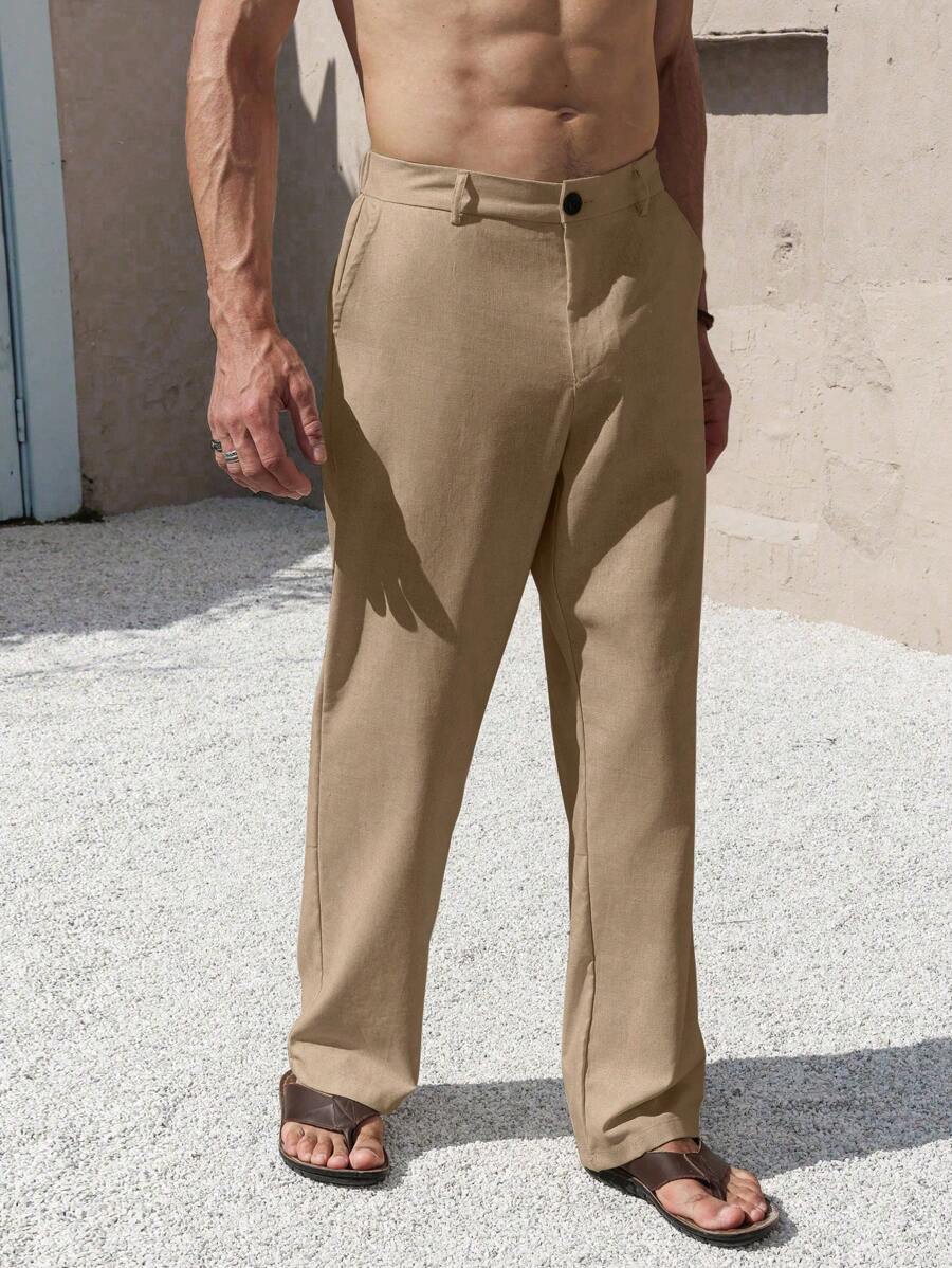 PANTALONI IN LINO CON TASCHE