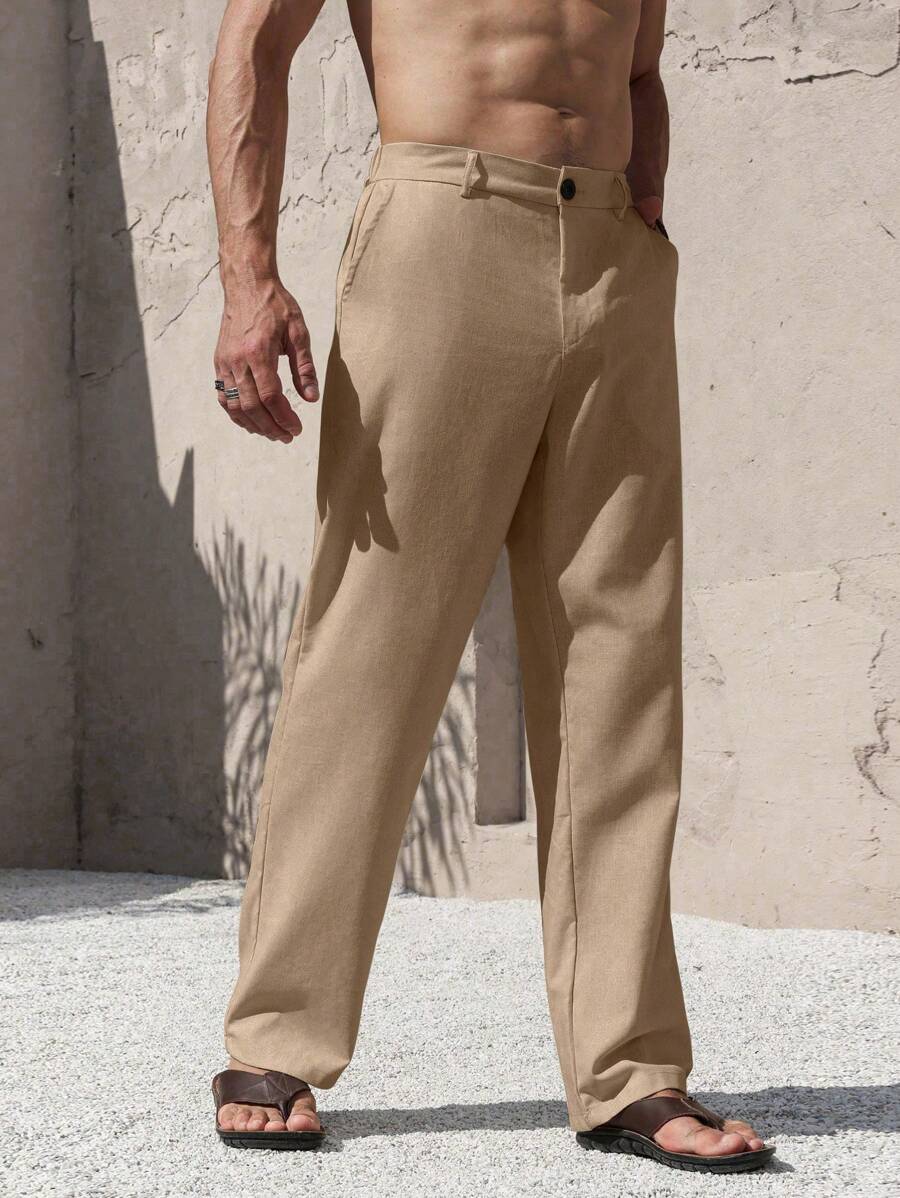 PANTALONI IN LINO CON TASCHE