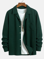 CAMICIA A MANICHE LUNGHE IN WAFFLE CON COLLO CUBANO