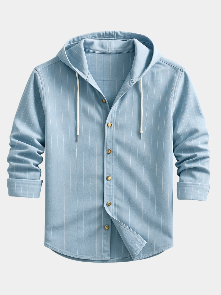 ROSSI ROMA™ | CAMICIA DI LUSSO A RIGHE CON CAPPUCCIO