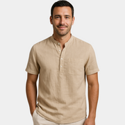 SAMUELE  |  CAMICIA HENLEY IN LINO E COTONE