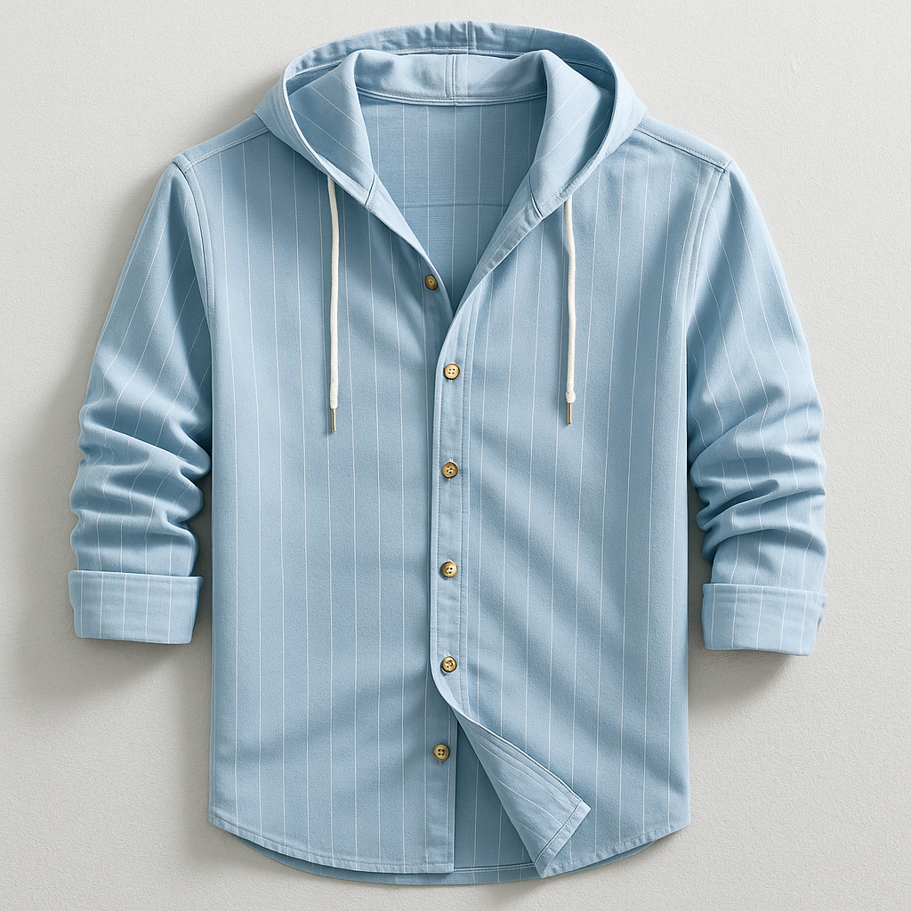 ROSSI ROMA™ | CAMICIA DI LUSSO A RIGHE CON CAPPUCCIO