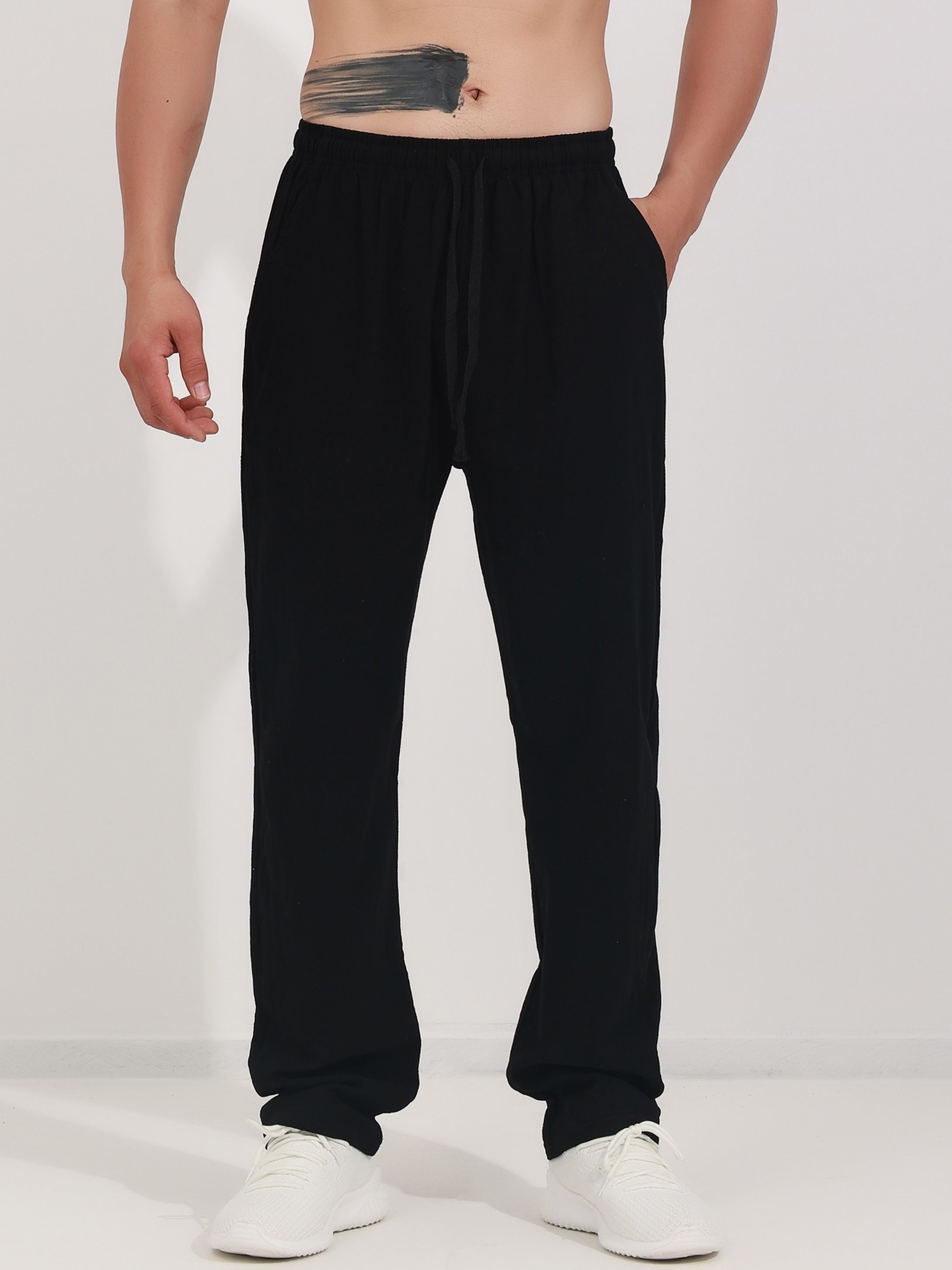 ENRICO | PANTALONE LARGO IN COTONE CON CORDINO