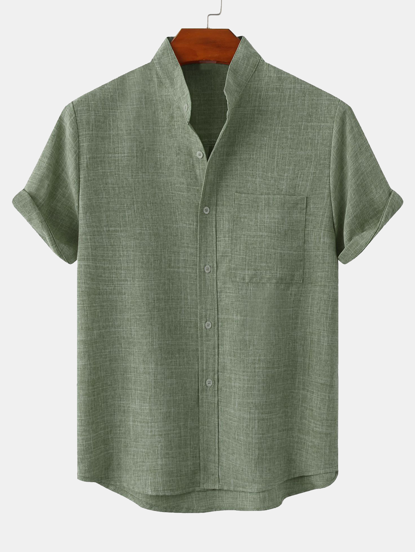CAMICIA CON COLLO ALLA COREANA E TASCA