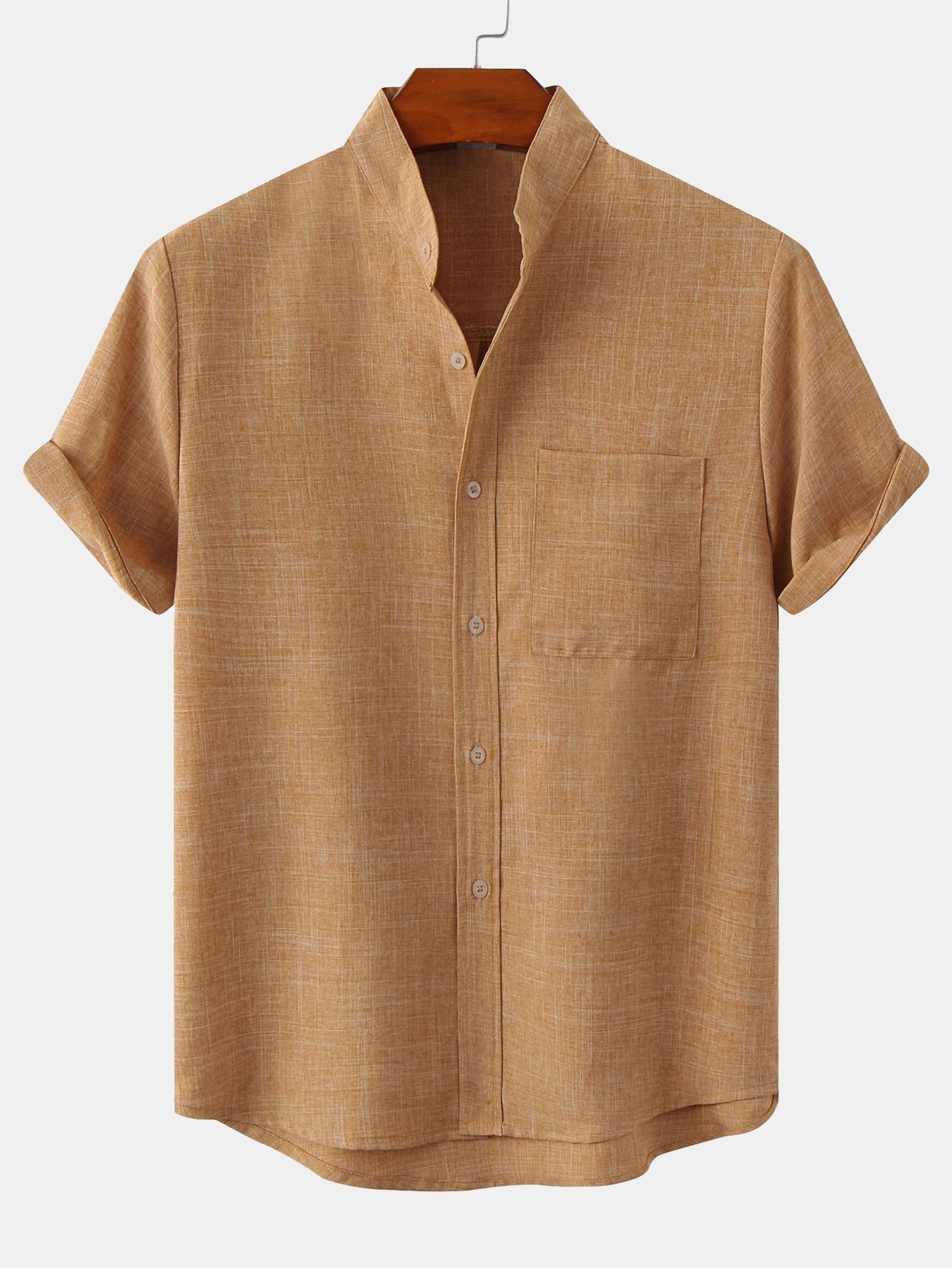 CAMICIA CON COLLO ALLA COREANA E TASCA