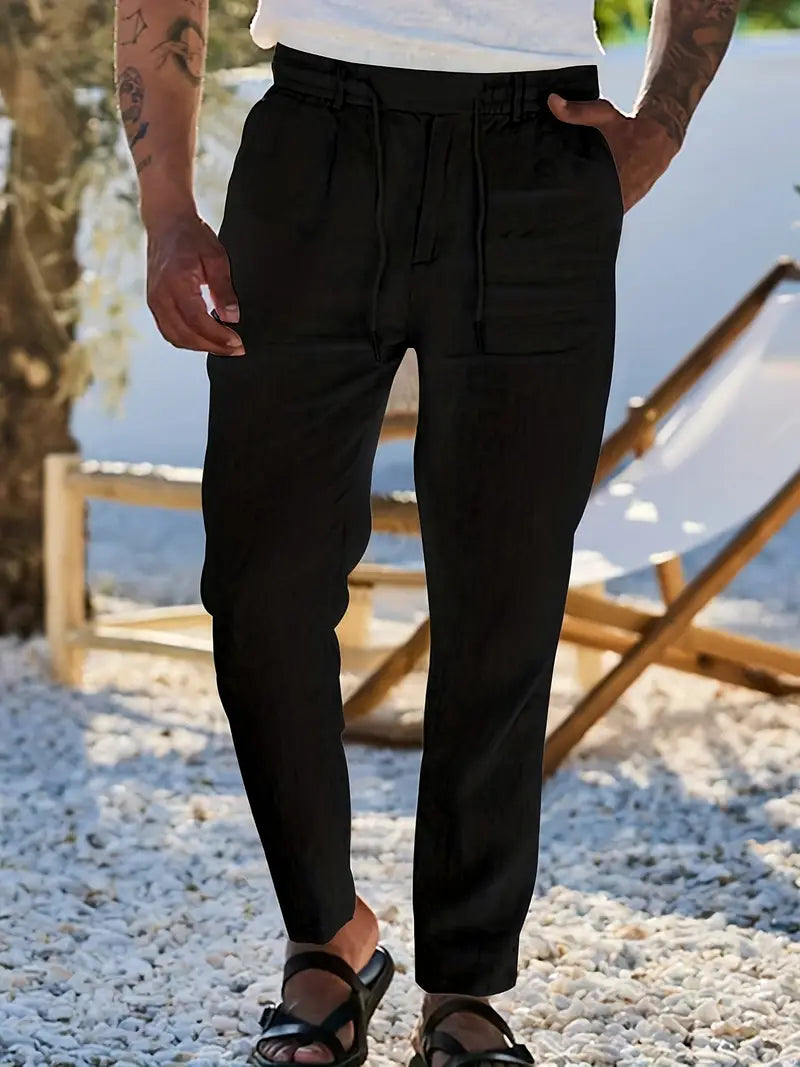 NICHOLS | PANTALONI LARGHI IN LINO CON COULISSE