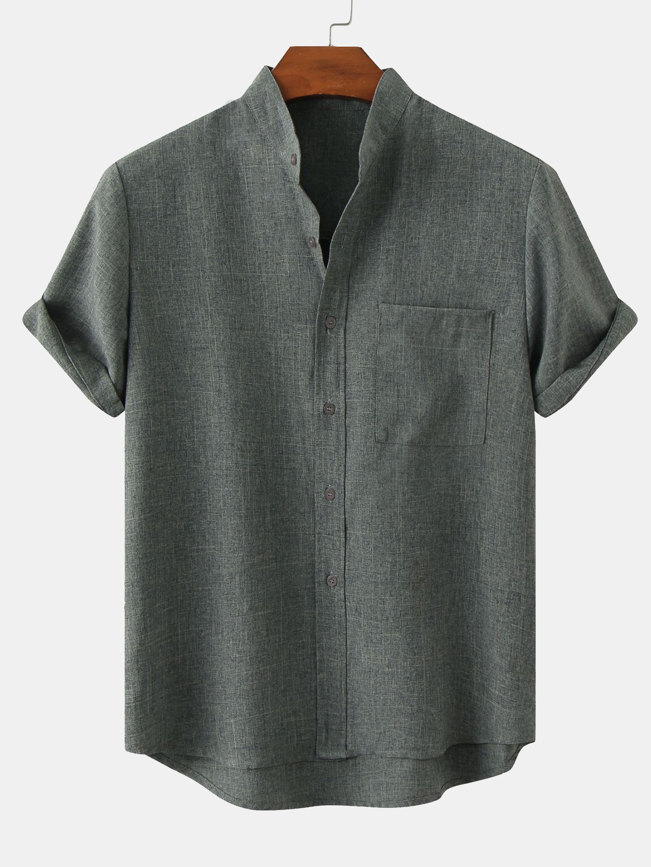 CAMICIA CON COLLO ALLA COREANA E TASCA