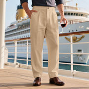 PANTALONI DI LINO A GAMBA LARGA