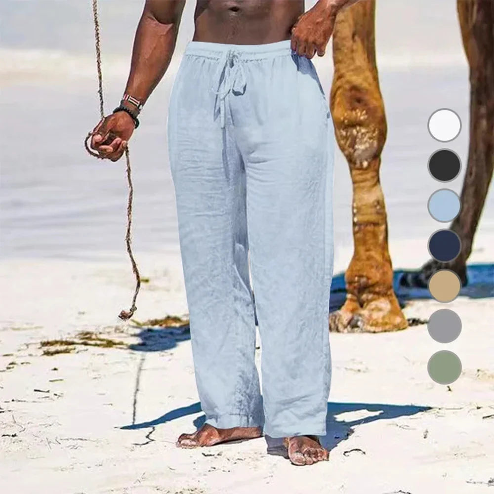 PANTALONI DA SPIAGGIA IN LINO