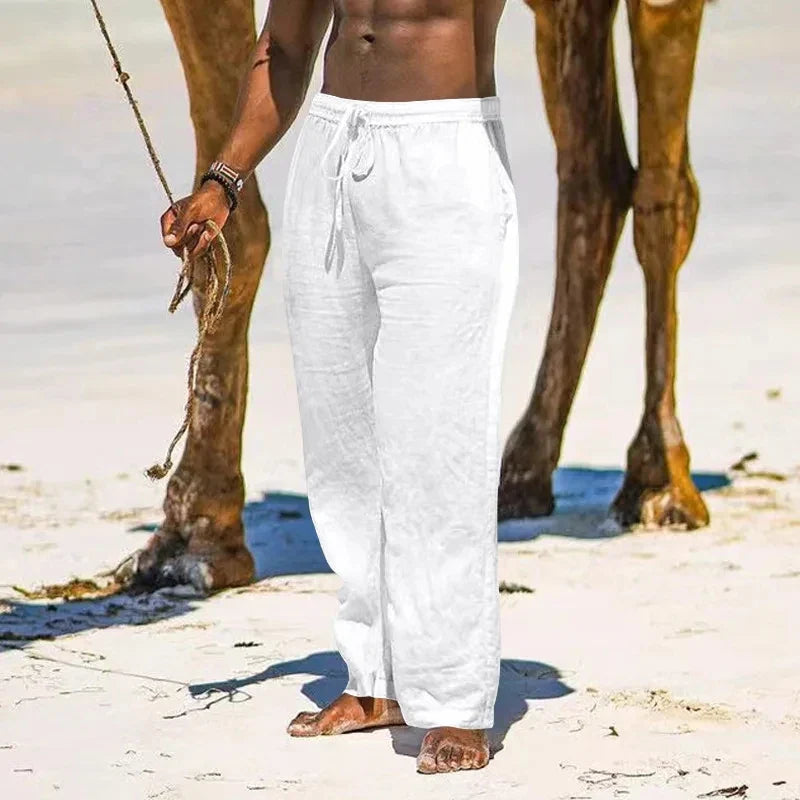 PANTALONI DA SPIAGGIA IN LINO