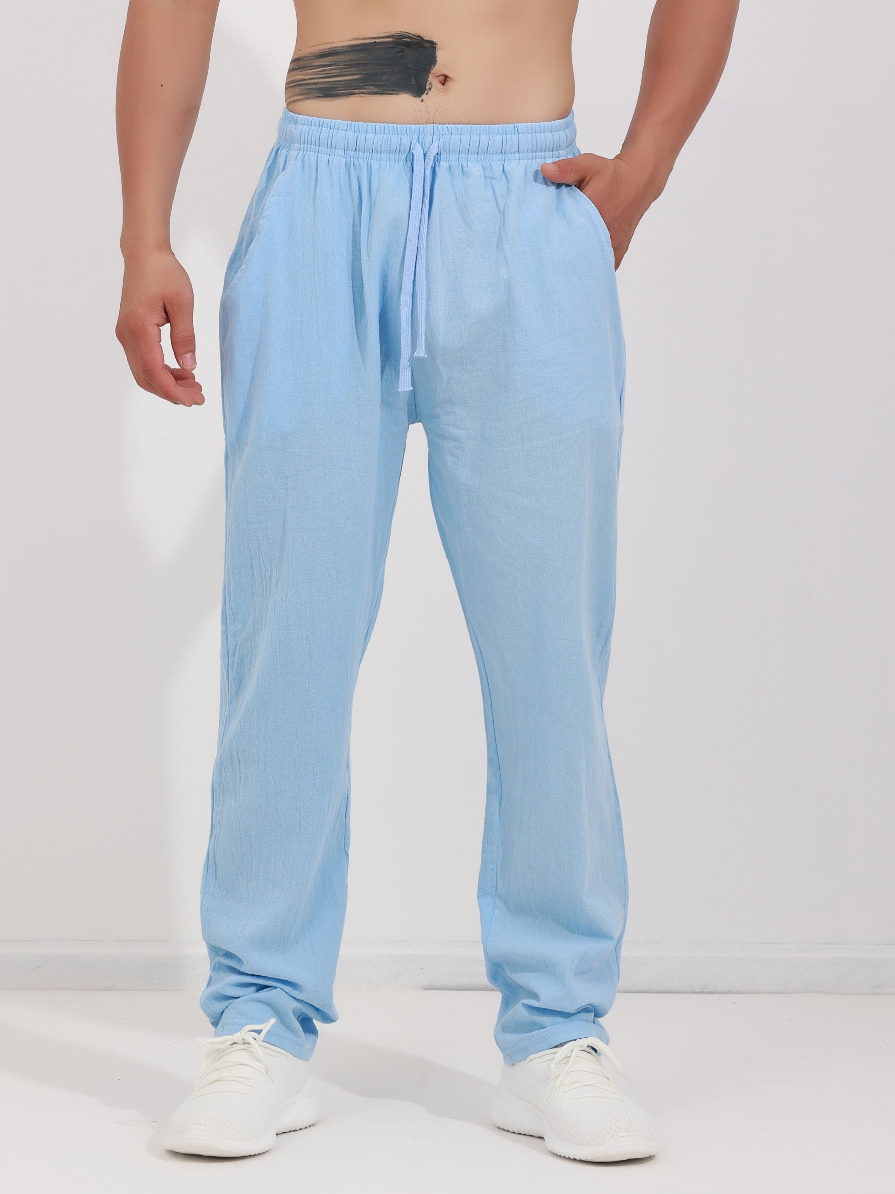 ENRICO | PANTALONE LARGO IN COTONE CON CORDINO