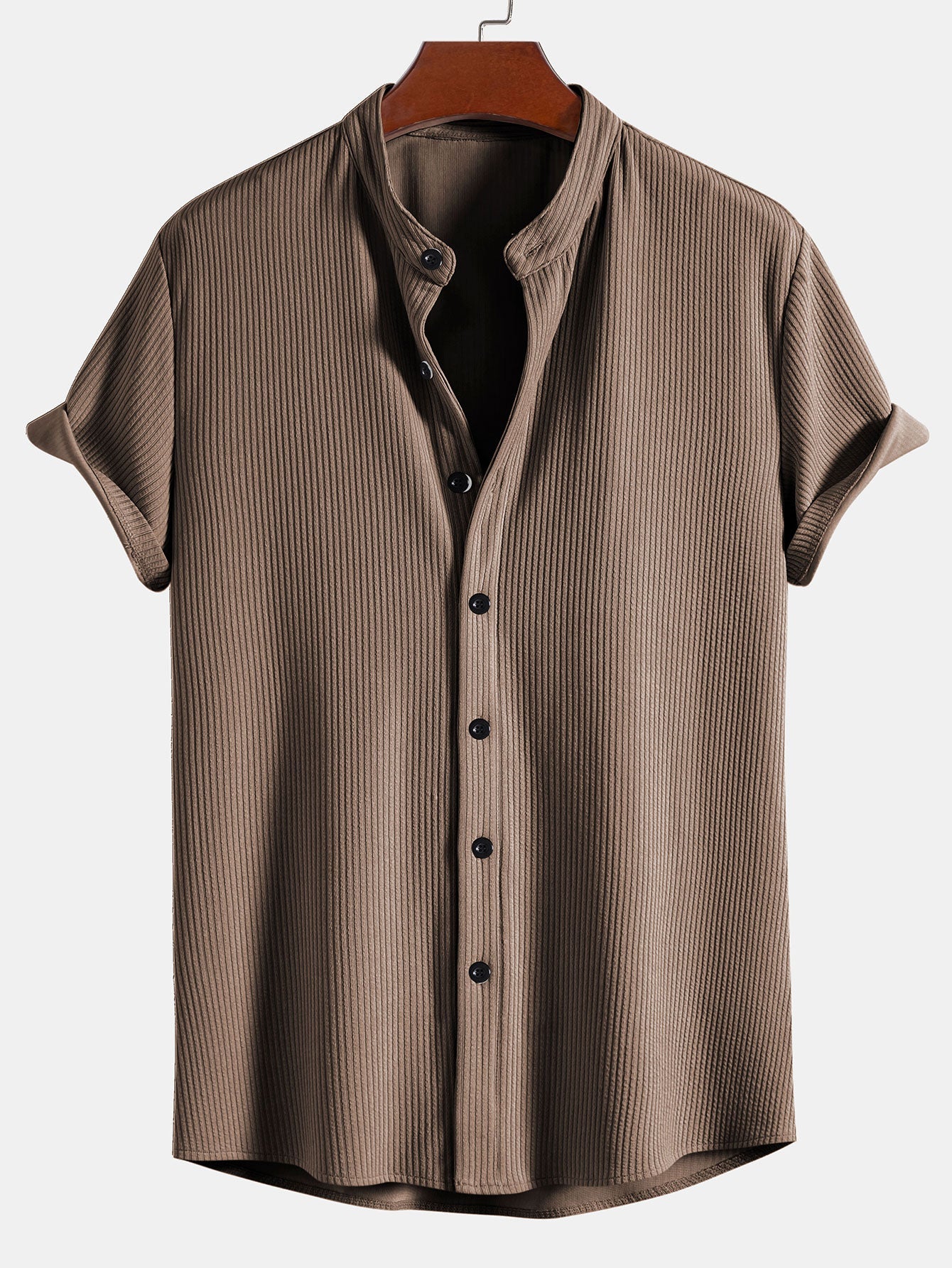 CAMICIA A COLLO ALLA COREANA MUSCLE FIT A COSTE
