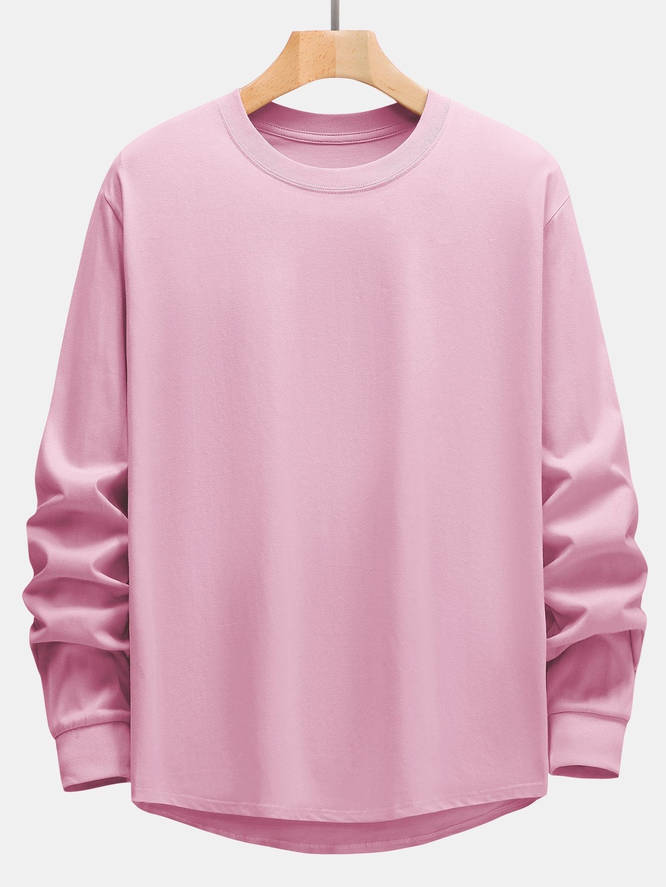 T-SHIRT A MANICHE LUNGHE PESANTE CON ORLO CURVO