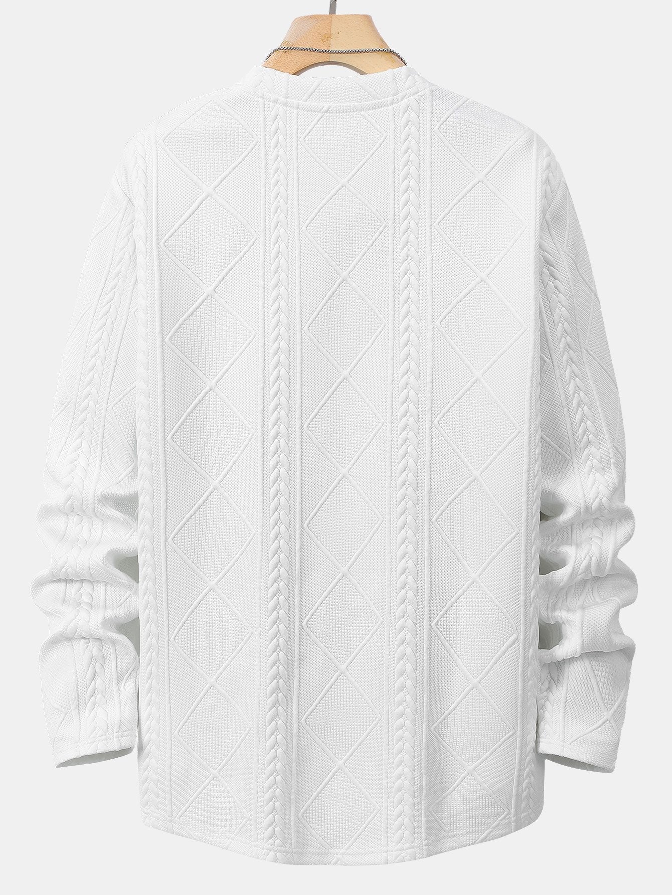 T-SHIRT A MANICHE LUNGHE CON ORLO CURVO IN JACQUARD GEOMETRICO & JOGGERS CARGO IN CORDUROY CON COULISSE