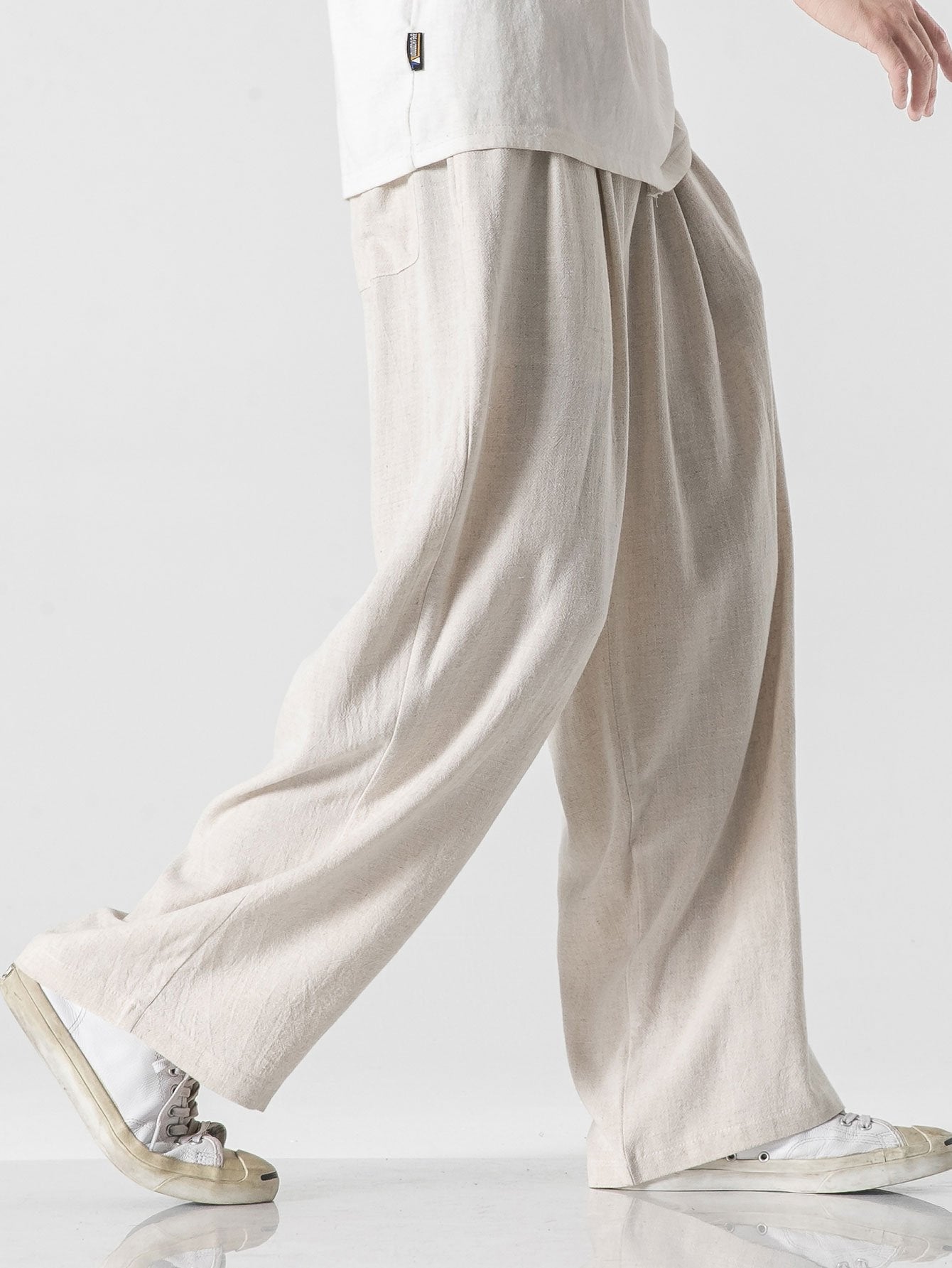 COMFORT NATURALE: PANTALONI AMPI RELAX FIT IN MISTO LINO E COTONE