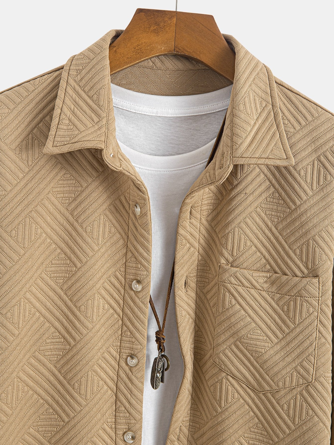 CAMICIA JACQUARD A RIGHE CON BOTTONI