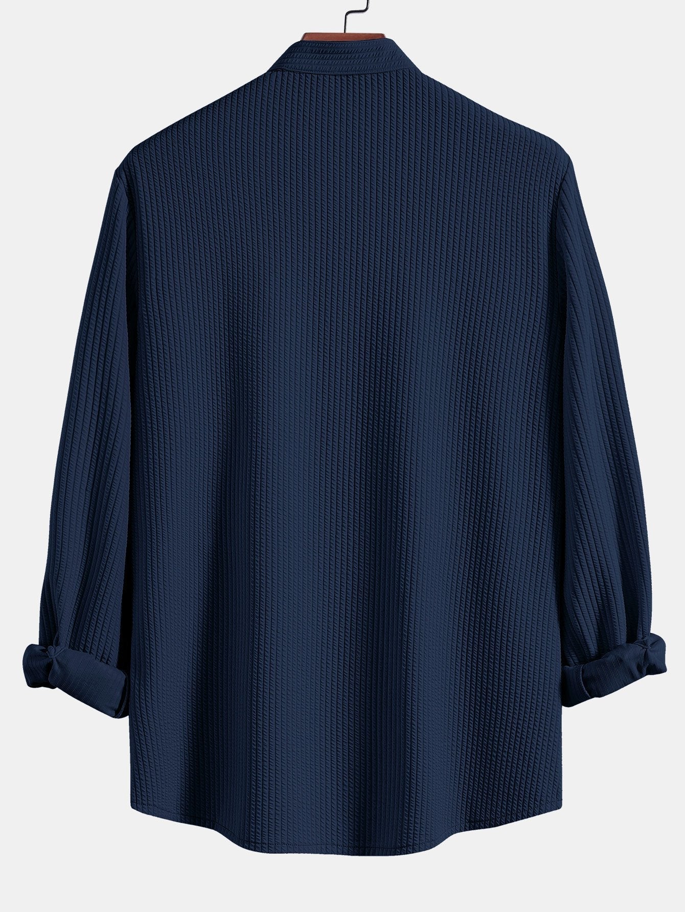 CAMICIA A MANICHE LUNGHE MUSCLE FIT A COSTE CON COLLO ALLA COREANA