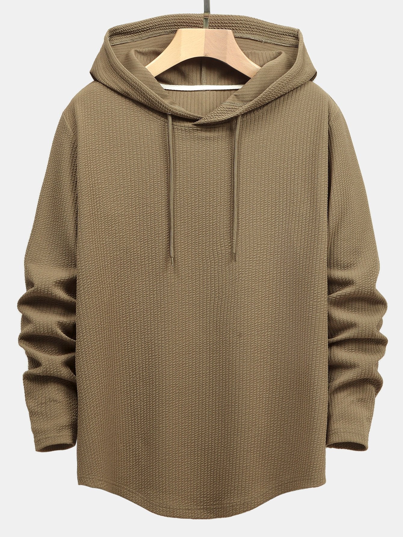 HOODIE T-SHIRT A MANICHE LUNGHE MUSCLE FIT A COSTE CON ORLO CURVO