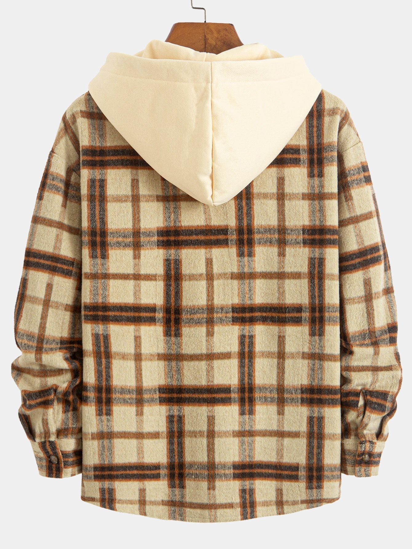 CAMICIA HOODIE IN FLANELLA PESANTE A QUADRI RELAX FIT