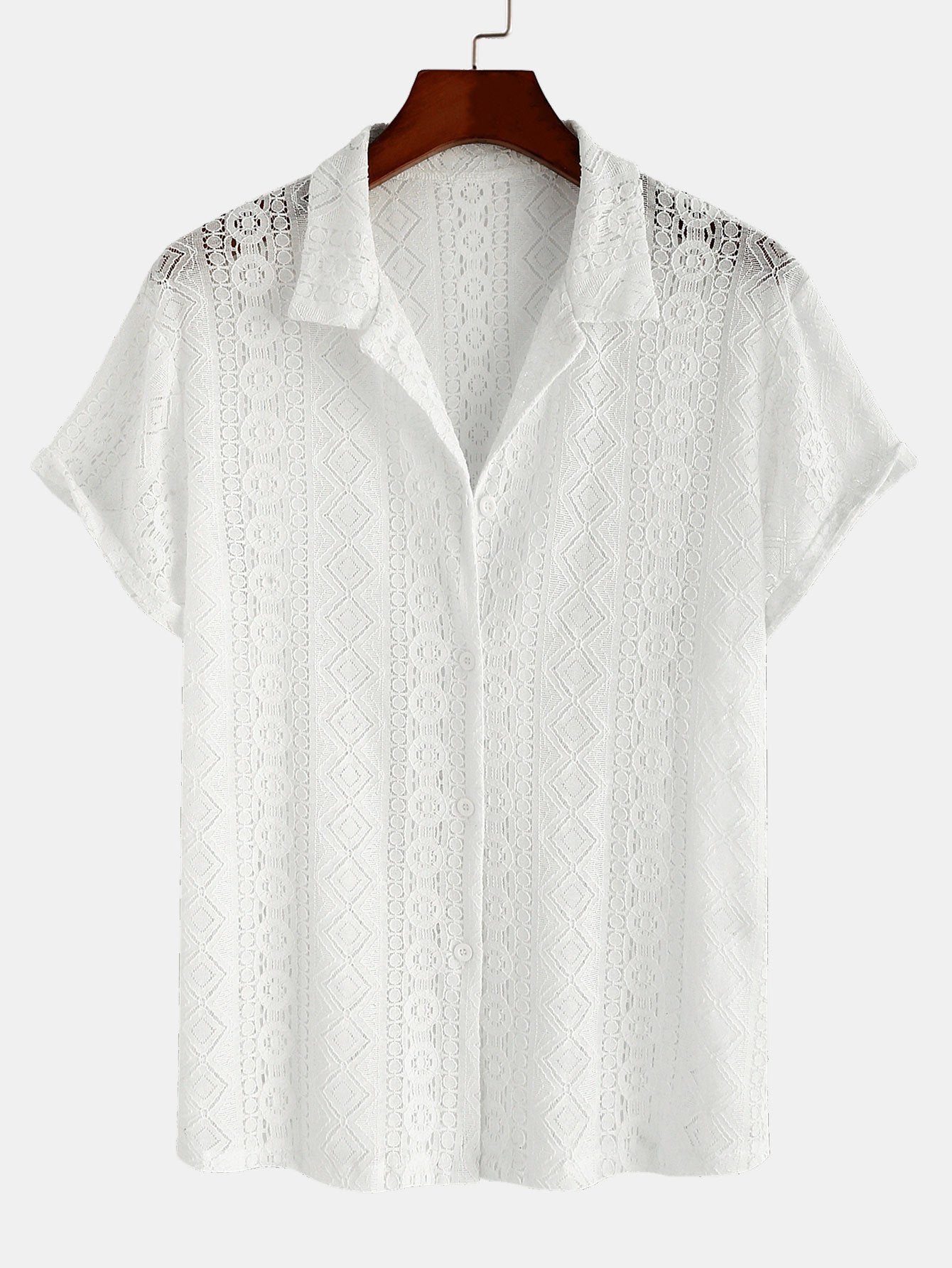 CAMICIA CUBANA CON TEXTURA GEOMETRICA