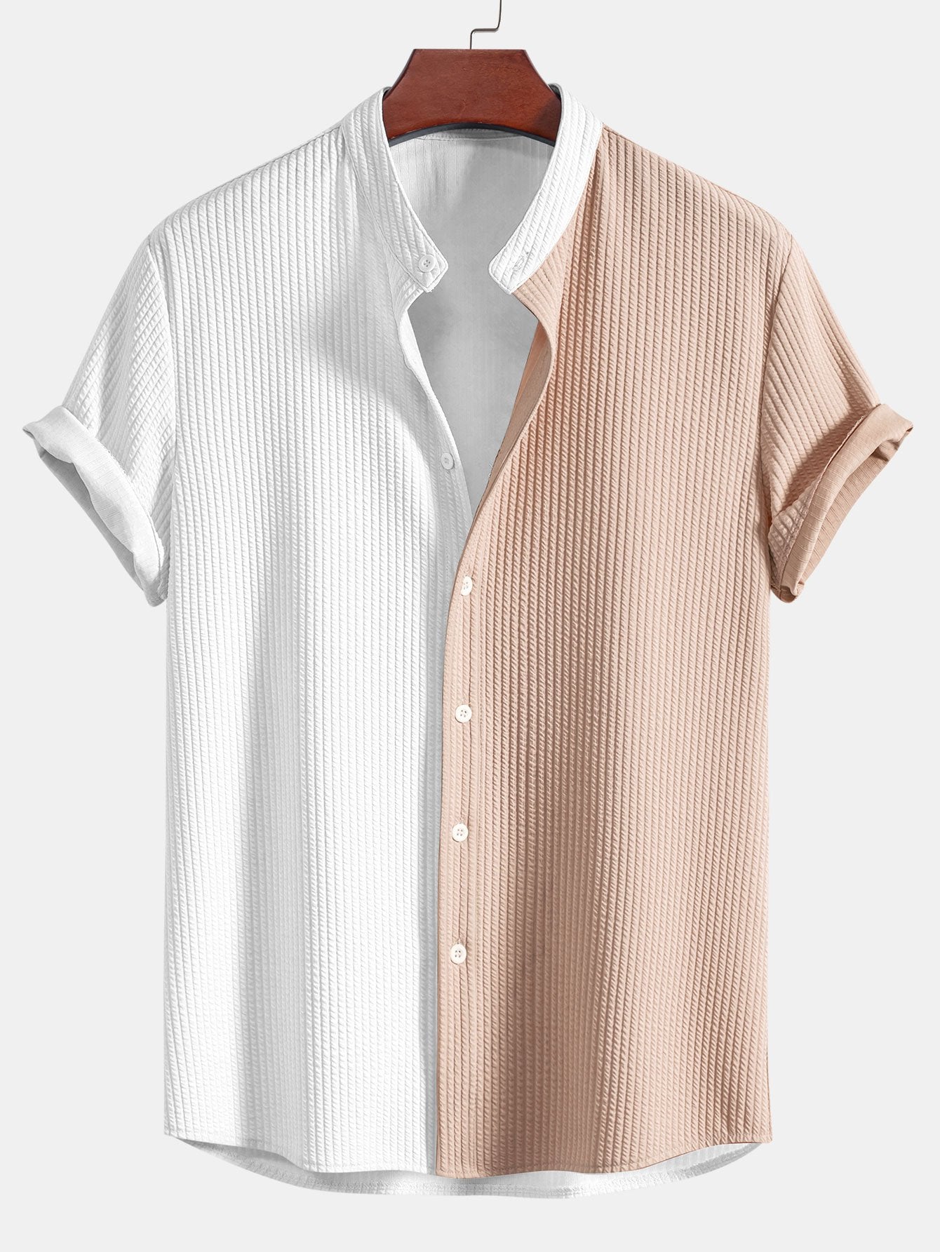 CAMICIA MUSCLE FIT A COSTE CON COLLO ALLA COREANA & PANTALONI A COSTE A GAMBA DRITTA