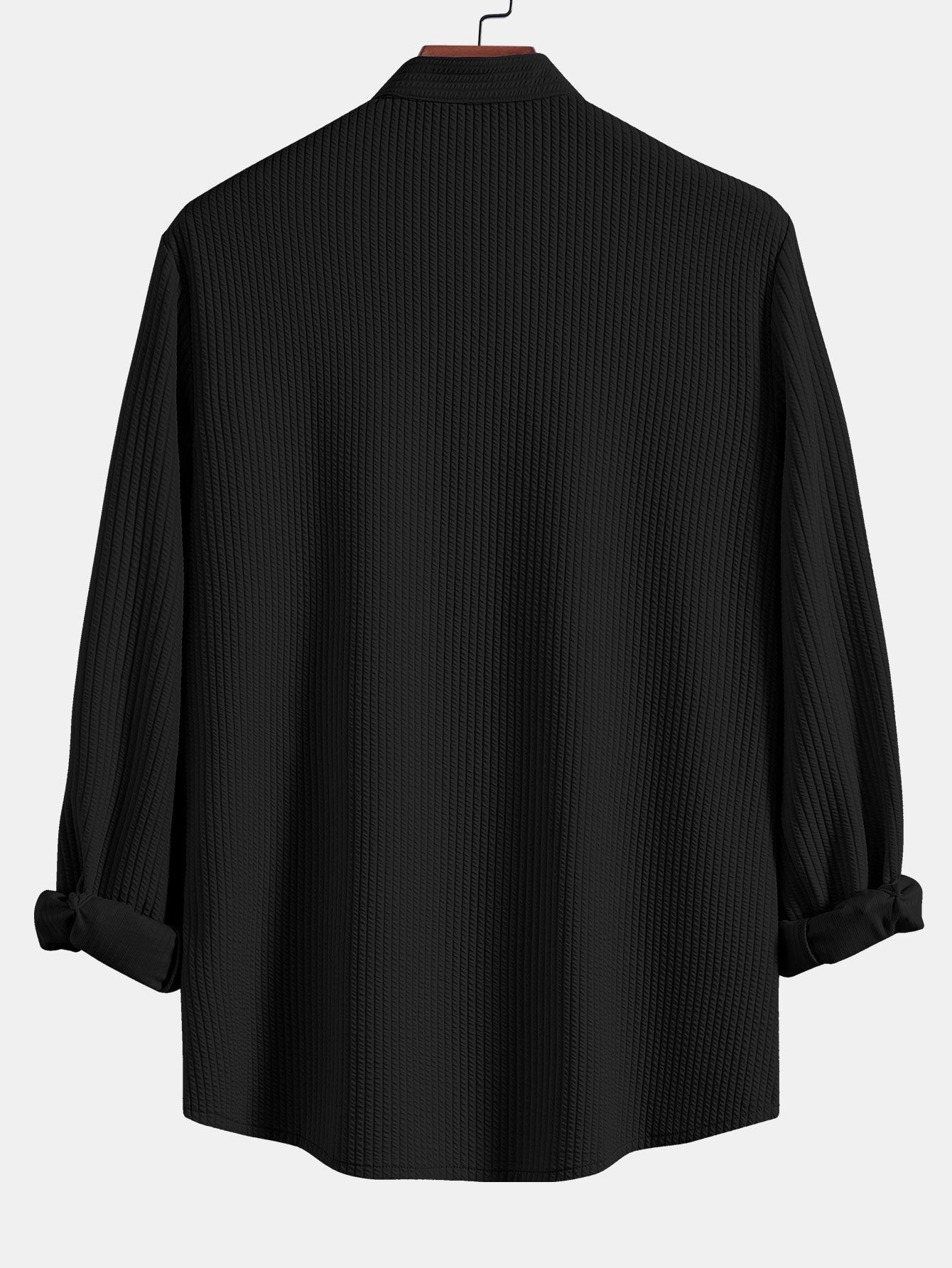 CAMICIA A MANICHE LUNGHE MUSCLE FIT A COSTE CON COLLO ALLA COREANA