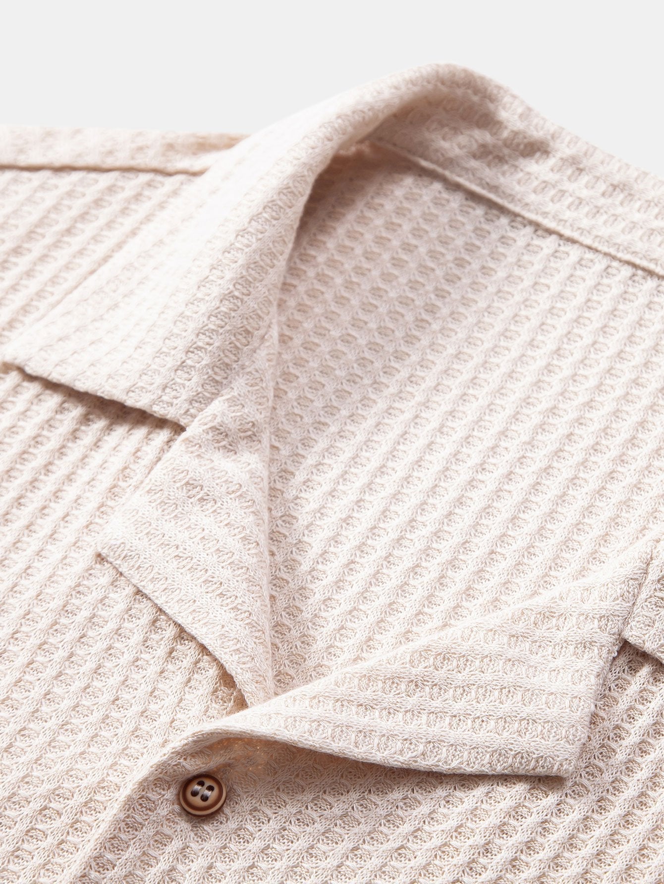 CAMICIA CUBANA A MANICHE CORTE IN MAGLIA WAFFLE & PANTALONI DRITTI IN LINO