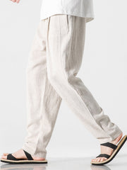 PANTALONI HAREM RELAX FIT IN MISTO LINO E COTONE