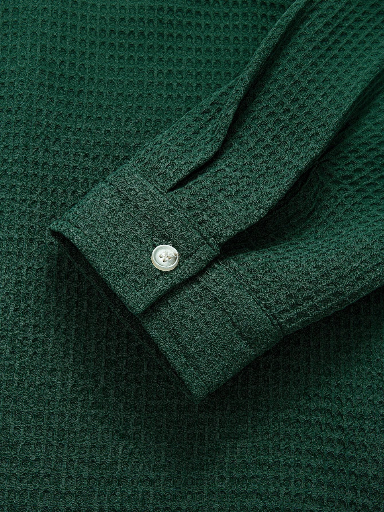 CAMICIA A MANICHE LUNGHE IN WAFFLE CON COLLO CUBANO