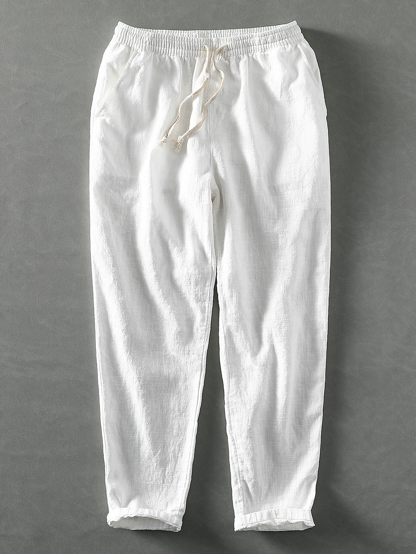 PANTALONI CORTI ALLA CAVIGLIA IN MISTO LINO E COTONE