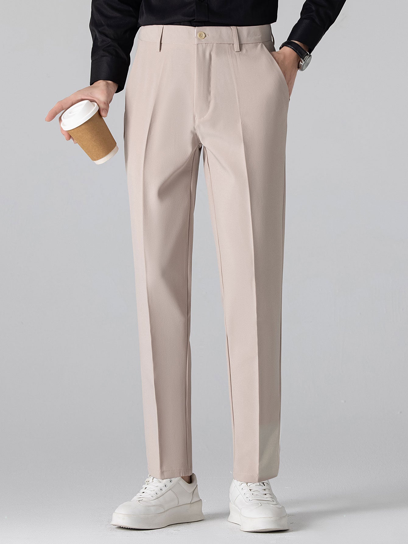 CAMICIA A MANICHE LUNGHE A RIGHE CON BOTTONI & PANTALONI SLIM FIT A GAMBA AFFUSOLATA