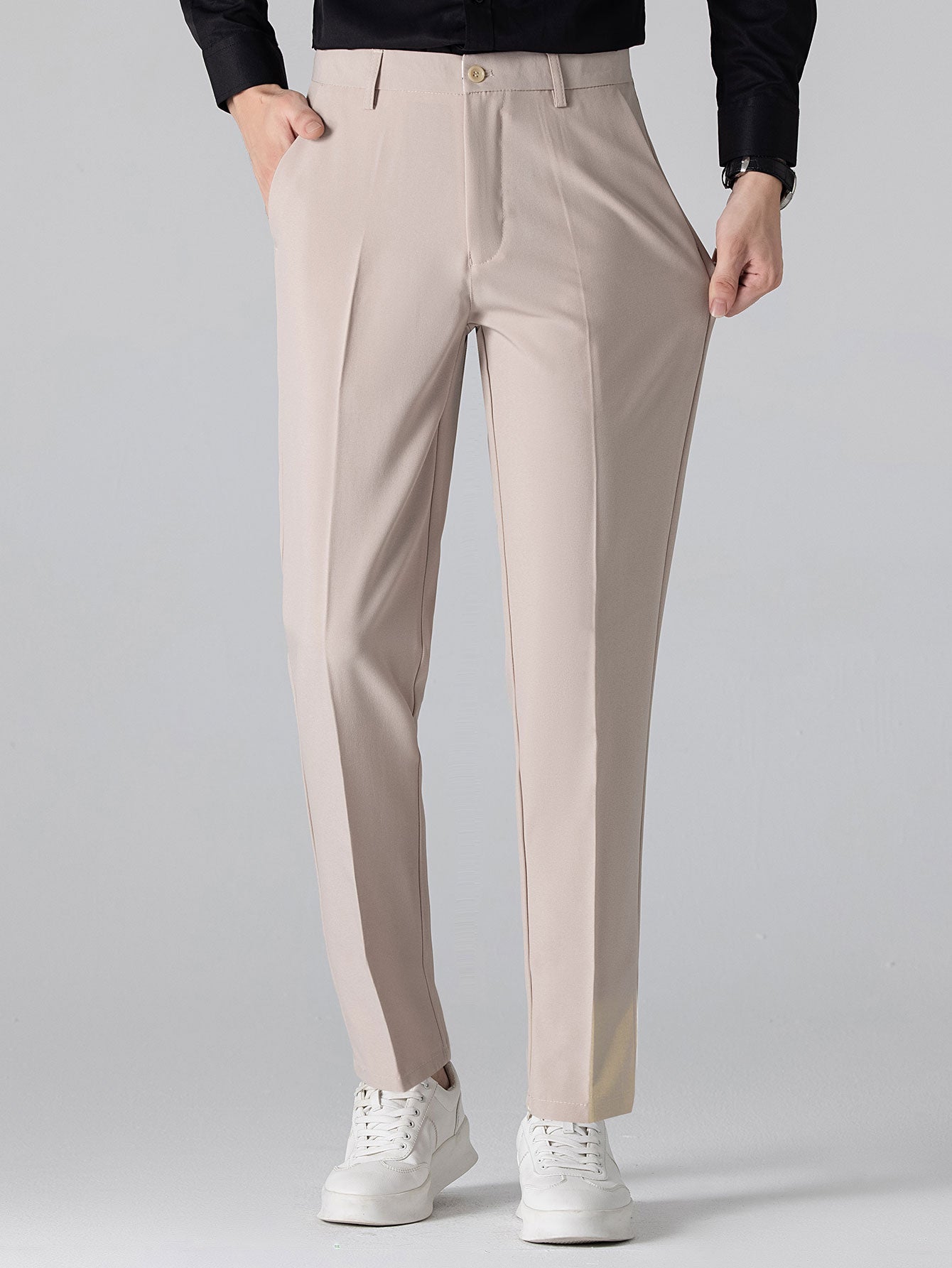 CAMICIA A MANICHE LUNGHE A RIGHE CON BOTTONI & PANTALONI SLIM FIT A GAMBA AFFUSOLATA
