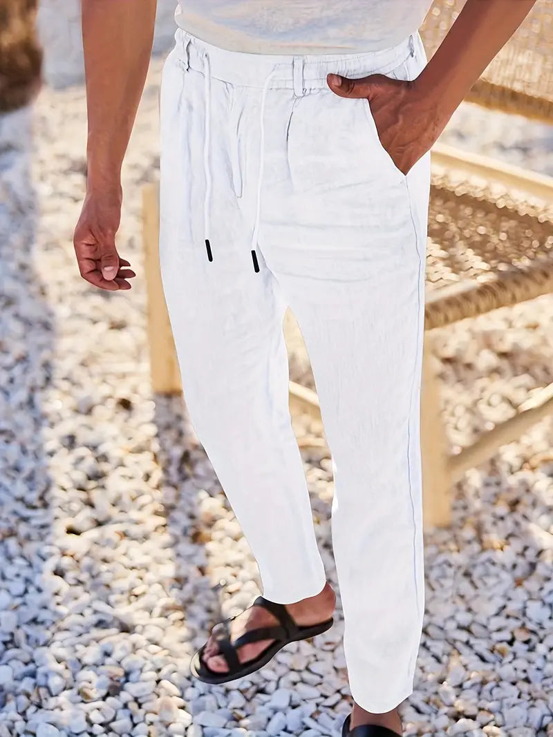 NICHOLS | PANTALONI LARGHI IN LINO CON COULISSE