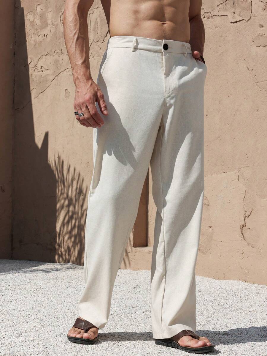 PANTALONI IN LINO CON TASCHE