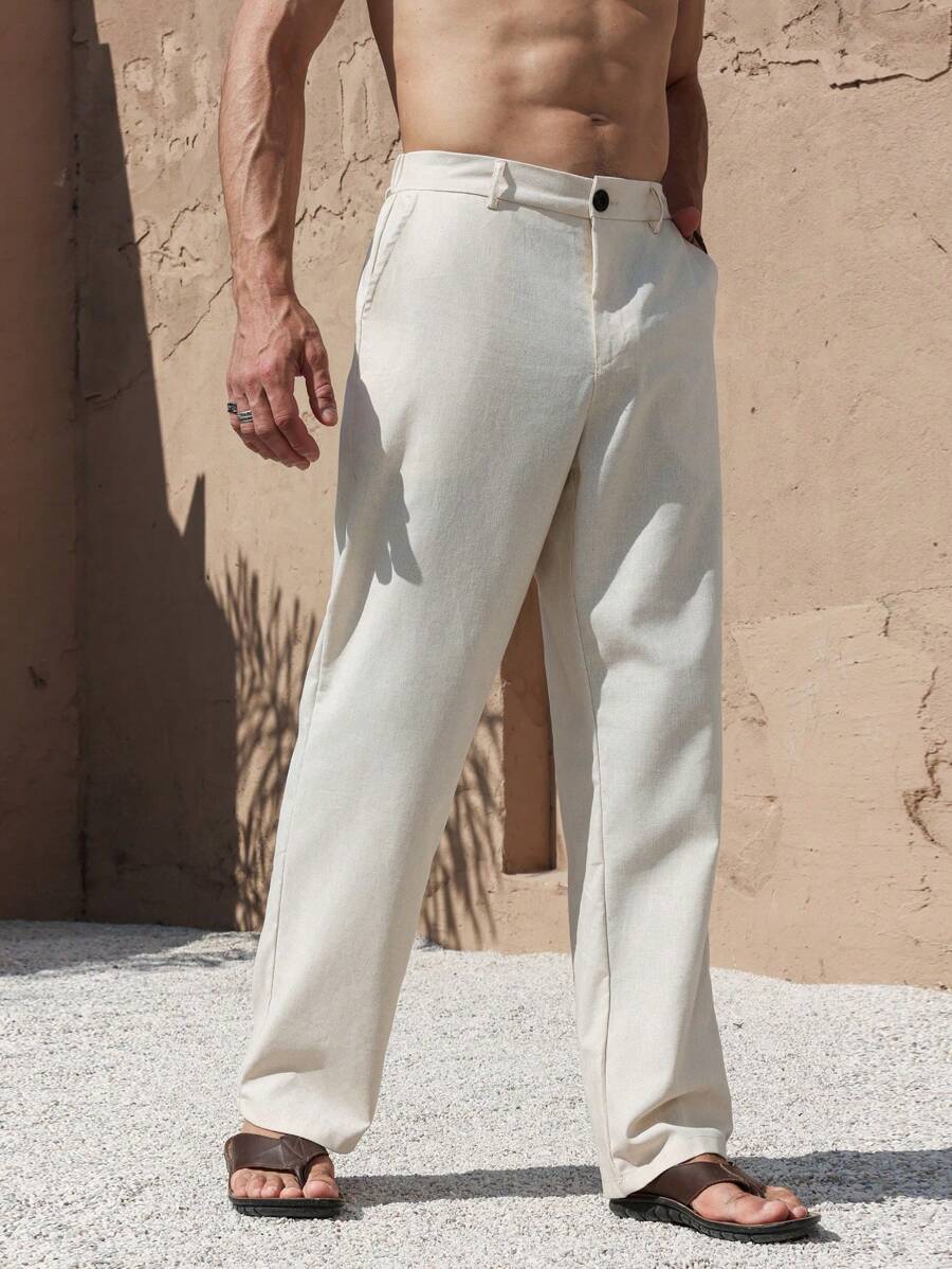 PANTALONI IN LINO CON TASCHE