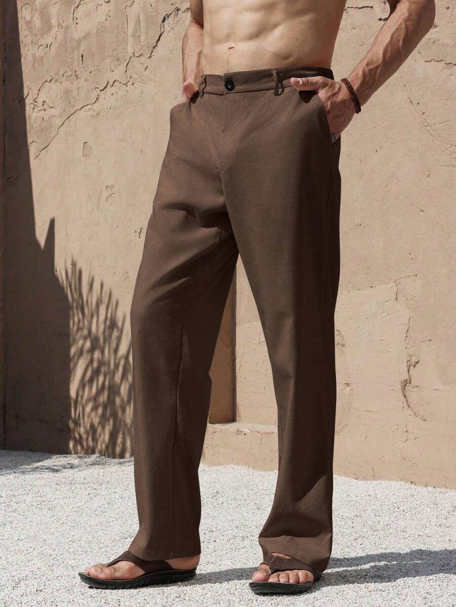 PANTALONI IN LINO CON TASCHE