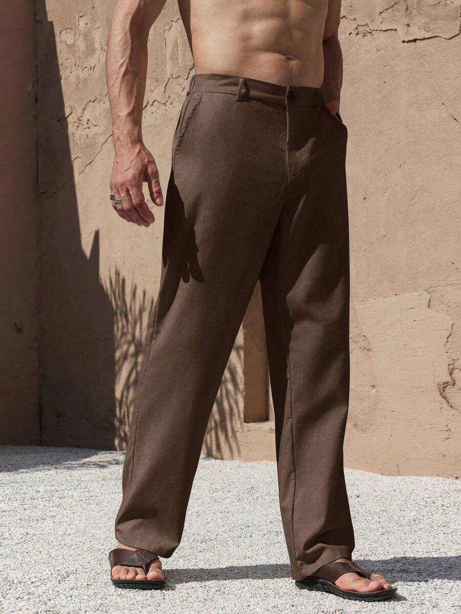 PANTALONI IN LINO CON TASCHE