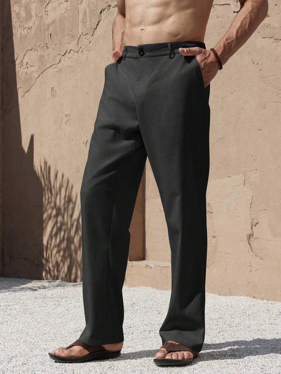 PANTALONI IN LINO CON TASCHE